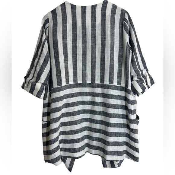 Anthropologie Eva Franco Oversized Striped Linen Blend Blazer Jacket Size SP - Picture 11 of 14